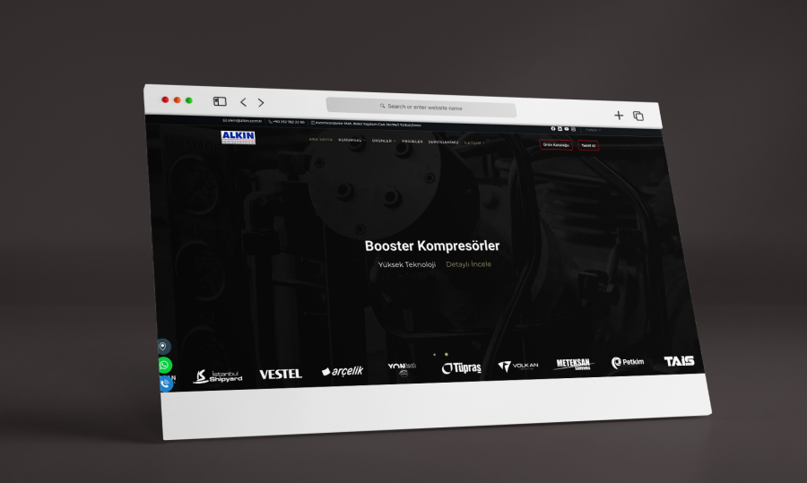 Shopify-Website für Maschinen- & Produktionssysteme, mit technischer Visualität, strukturierter Produktpräsentation und klarer User Experience.