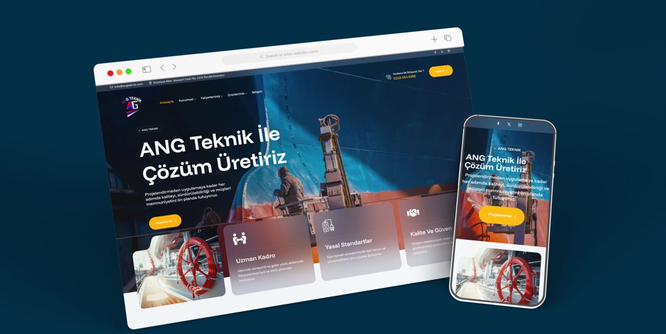Ang Teknik präsentiert technische und ingenieurbasierte Dienstleistungen in einer professionellen, strukturierten und modern gestalteten WordPress-Website. Klare Inhalte, seriöses Design und eine präzise Nutzerführung stärken das Vertrauen und unterstreichen die technische Kompetenz des Unternehmens.