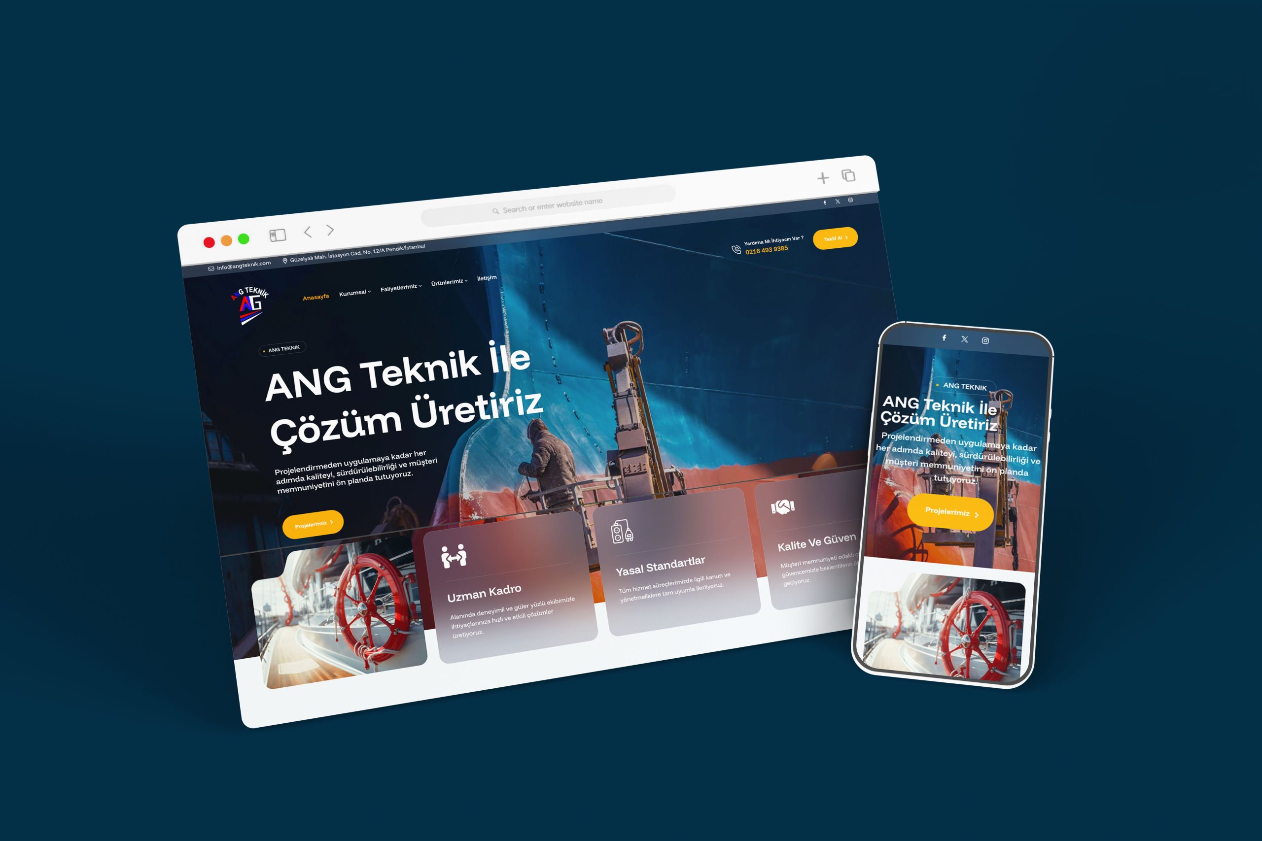 Ang Teknik präsentiert technische und ingenieurbasierte Dienstleistungen in einer professionellen, strukturierten und modern gestalteten WordPress-Website. Klare Inhalte, seriöses Design und eine präzise Nutzerführung stärken das Vertrauen und unterstreichen die technische Kompetenz des Unternehmens.