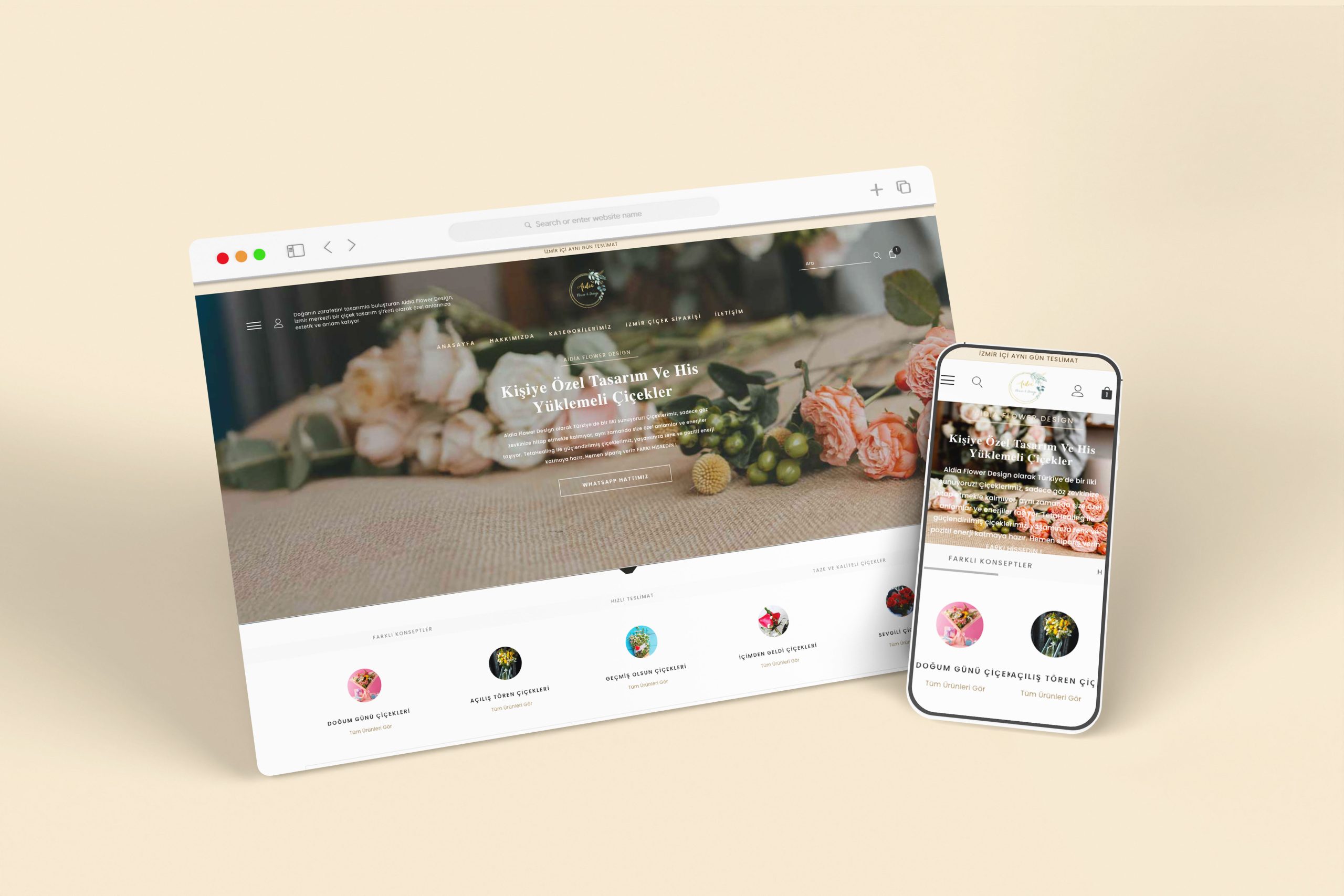 Aidia Flowers Design präsentiert handgefertigte Blumenarrangements in einem stilvollen und liebevoll gestalteten Shopify-Shop. Ästhetische Produktdarstellungen, klare Nutzerführung und eine warme Markenatmosphäre schaffen ein besonderes, inspirierendes Einkaufserlebnis.