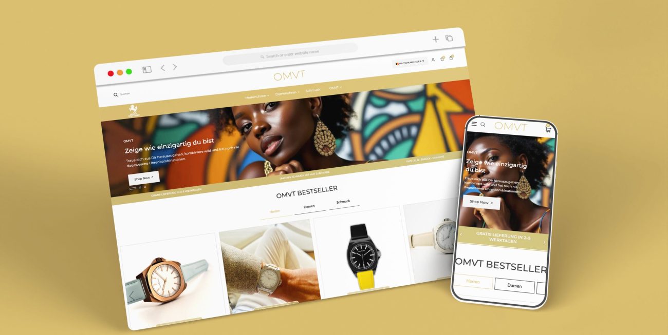 Ommovement präsentiert hochwertige Armbanduhren in einem modernen und ästhetisch gestalteten Shopify-Shop. Klare Produktdarstellungen, elegante Visuals und eine intuitive Nutzerführung schaffen ein stilvolles und professionelles Einkaufserlebnis.